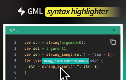 GML Syntax Highlighter Preview image 0