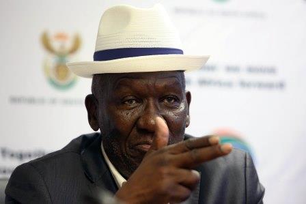 Police Minister Bheki Cele, who is leading a high-powered delegation of security cluster ministers tasked by President Cyril Ramaphosa to deal with the issue of continuing political killings in KwaZulu-Natal, address the media after their first meeting in Durban on Monday.