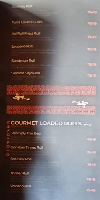 Saiko Sushi House menu 