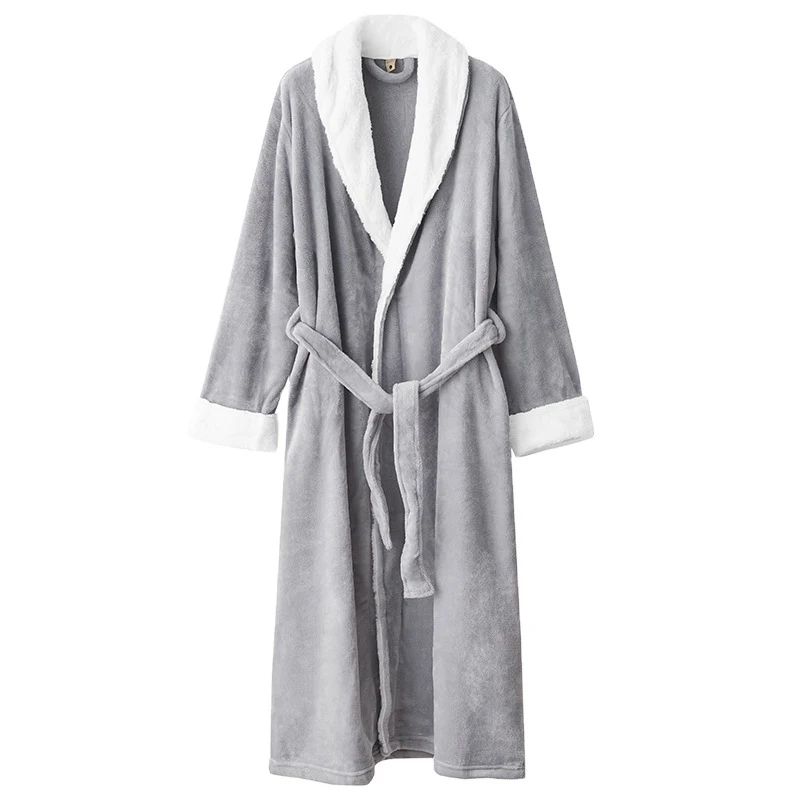 Bata de Noche de Franela Gruesa para Hombre y Mujer, Simple y Cálida, Perfecta para el Confort y Descanso en Casa.