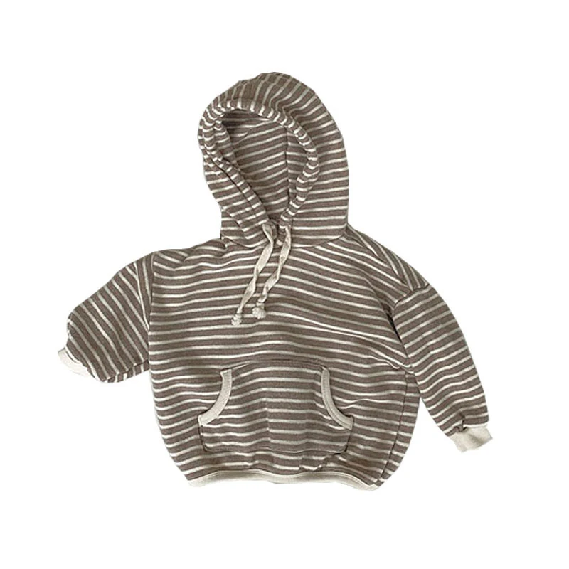 Manteau sweat à capuche ample et décontracté pour enfants, à rayures. Confort et style pour les enfants, idéal pour jouer, se détendre et les journées actives.