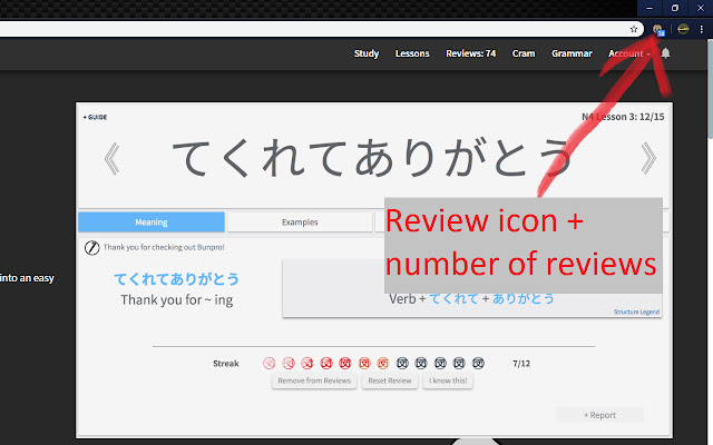 Bunpro Review Notifier chrome extension