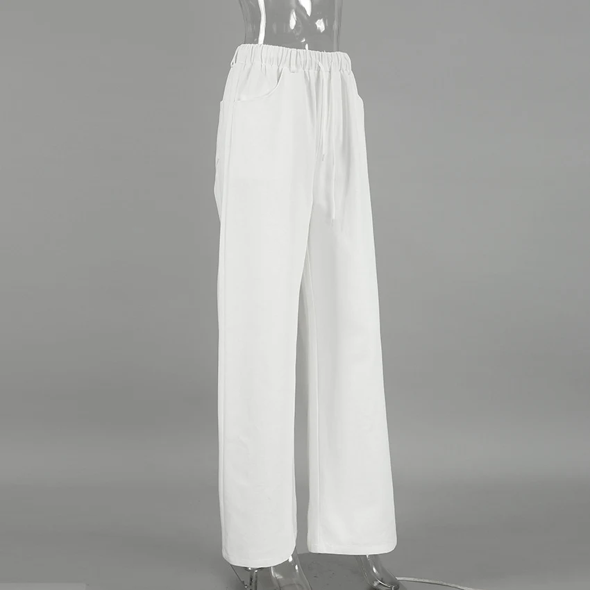 Title 10, Pantalones Anchos de Algodón Puro Blancos Tiro ...