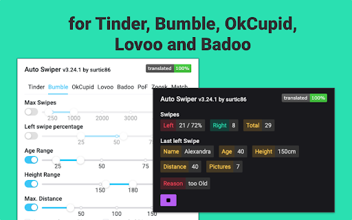 Auto Swiper for Tinder, Bumble and more!