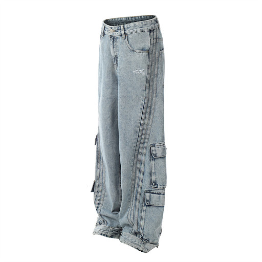 Title 2, Mens Split Stitching Irregular Multi-pocket Ba...