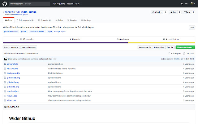 Full Width Github chrome extension