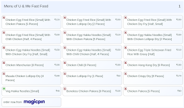 U & Me Fast Food menu 