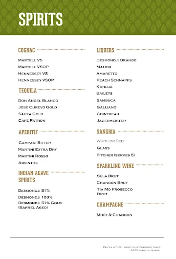 Arbor Brewing Company menu 