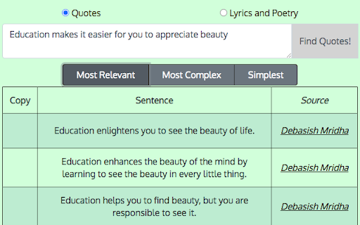 Spruce: Find quotes and lyrics