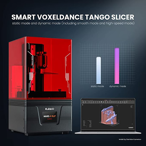 VoxelDance Tango Slicer Software is compatible with the Elegoo Mars 4 DLP Resin 3D Printer