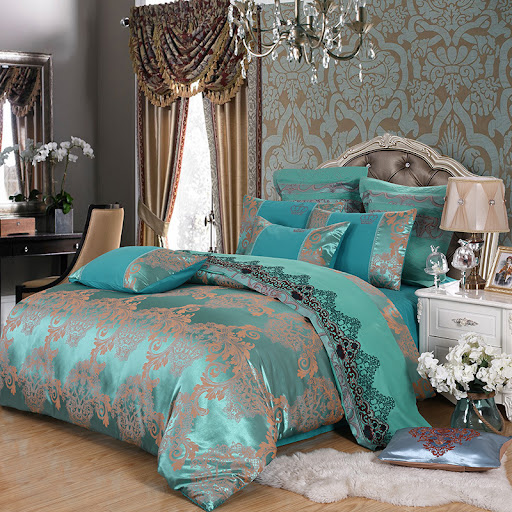 Title 2, Active satin jacquard four-piece bedding for a ...