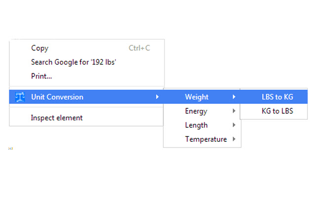 Right-Click Unit Converter