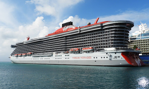 The aft of Scarlet Lady docked in Nassau, the Bahamas.