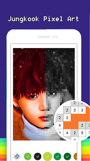 Jungkook Pixel Art Adult Color by Number KPOP Game