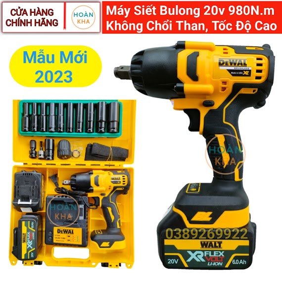 Máy Siết Bulong Pin 20V 980N.m, Không Chổi Than, Lực Siết Mạnh, Tốc Độ Cao