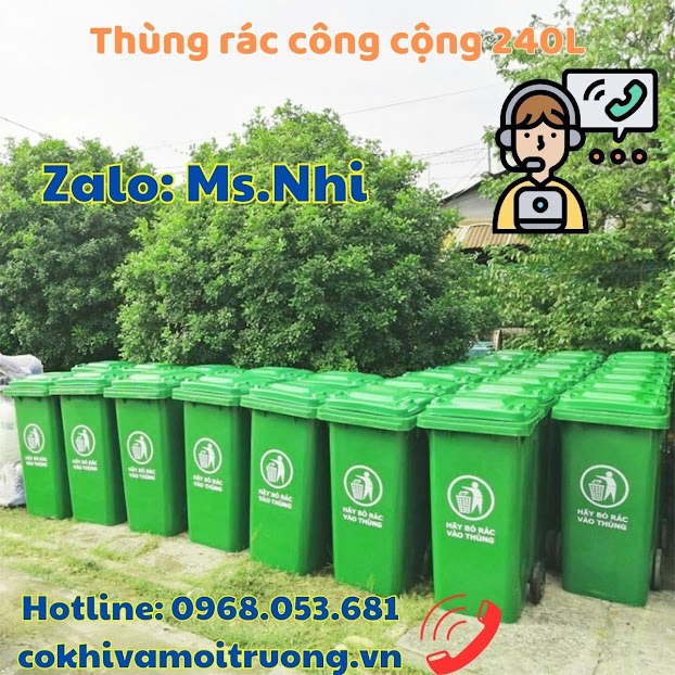 Thùng rác 240L nhựa HDPE