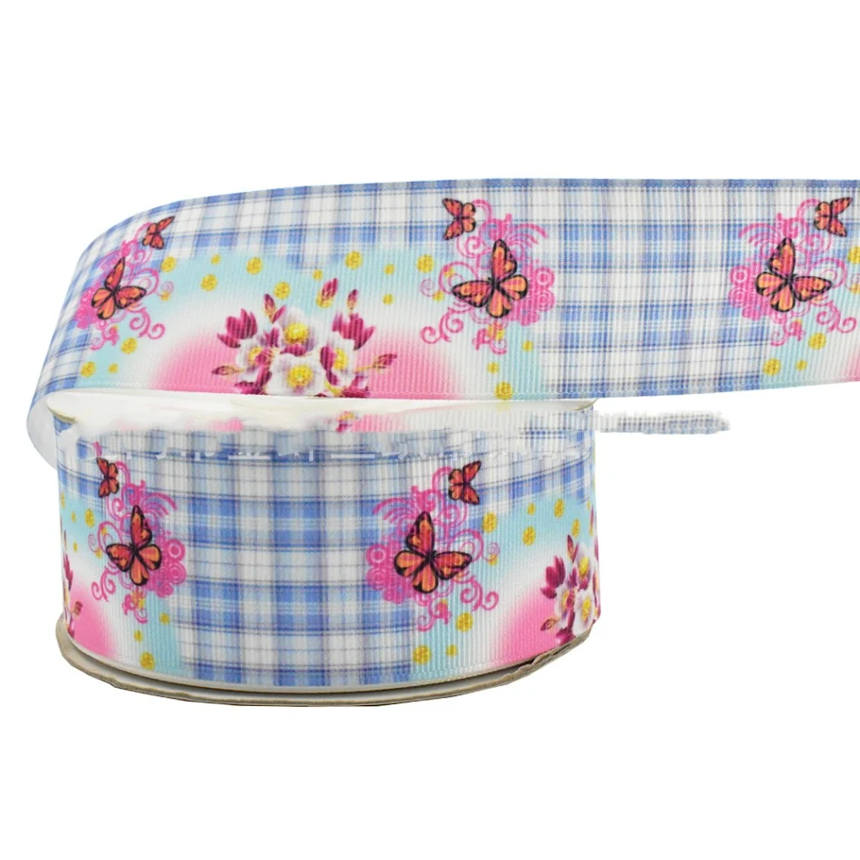 Handgemaakte digital print strik ribbons Webbing Satijn Gradient Plaid, ideaal voor geschenken, decoratie, knutselen en meer