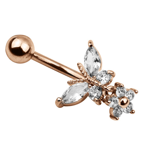 Title 1, Creative Butterfly Zircon Umbilical Button Ring...