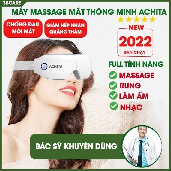 Máy Massage Mắt Achita M52 Chống Đau Mỏi Mắt Giảm Nếp Nhăn Massage Chườm Nóng - Shop 3B Care