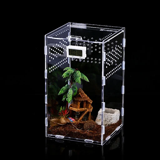 Transparent Acrylic Reptile Terrarium Habitat Breeding Box Reptiles Cage Nano Arboreal Tarantula Enclosure Bearded Drago