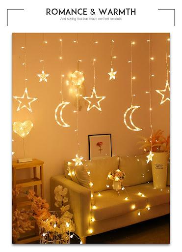 Title 4, LED Lichterkette für Raumdeko Stern Mond Farbig...