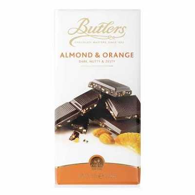 Butlers Dark Almond And Orange Bar 100 Gm