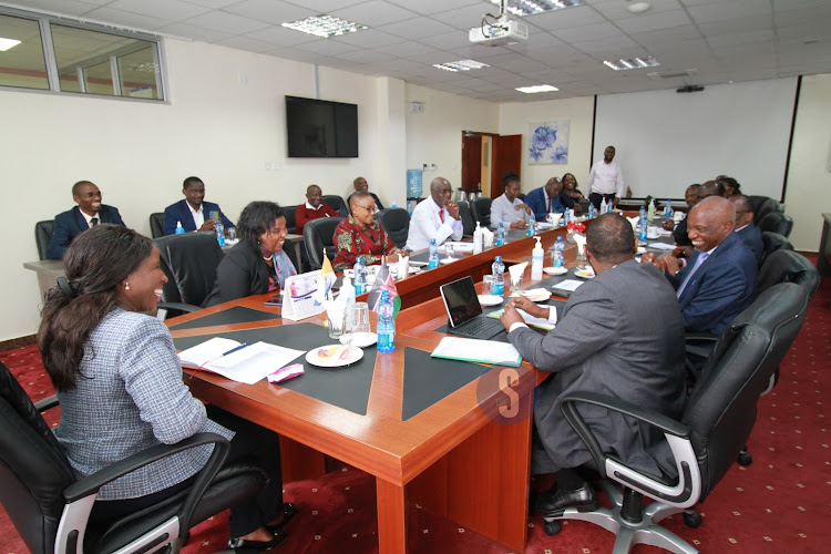 Higher Education Principal Secretary Beatrice Inyangala leads a consultative forum at the Kenyatta University Teaching Research and Referral Hospital in Nairobi on October 16, 2023.
