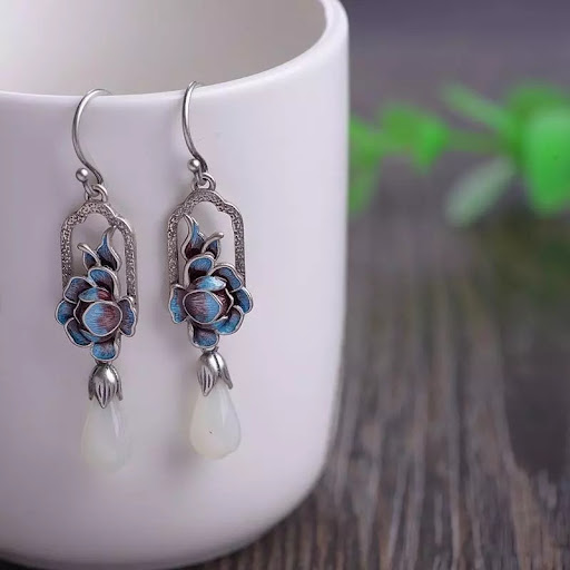 Title 1, S925 Sterling Silver Vintage Peony Earring Pend...