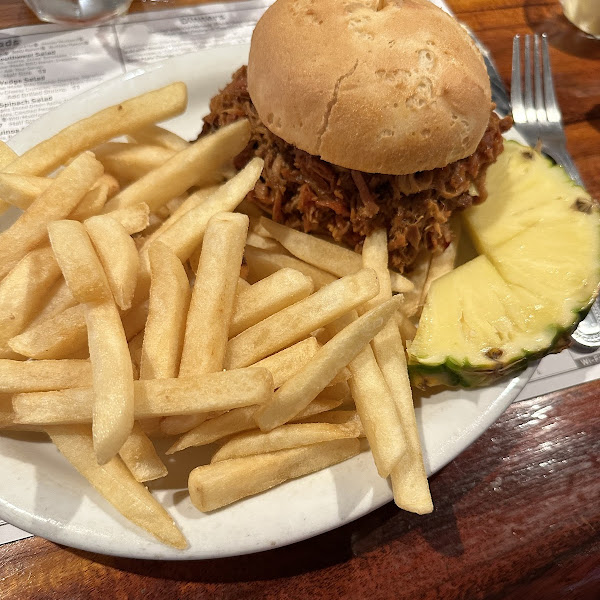 Pulled  pork on a GF bun. Fries cooked in a separate fryer. Both tasty.