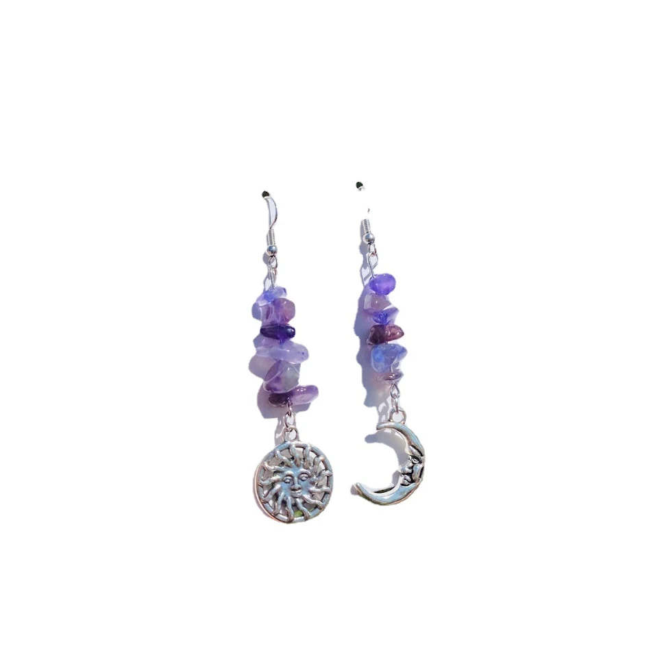 Hippie sieraden zonne- en maan oorbellen met kristal. Ervaar kosmische vibes, boho stijl en mystieke glans. Perfect voor jou.