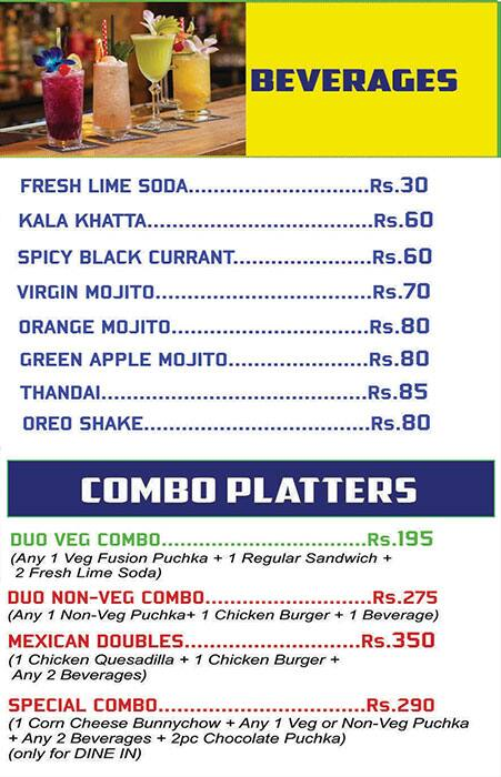 Puchkaman menu 