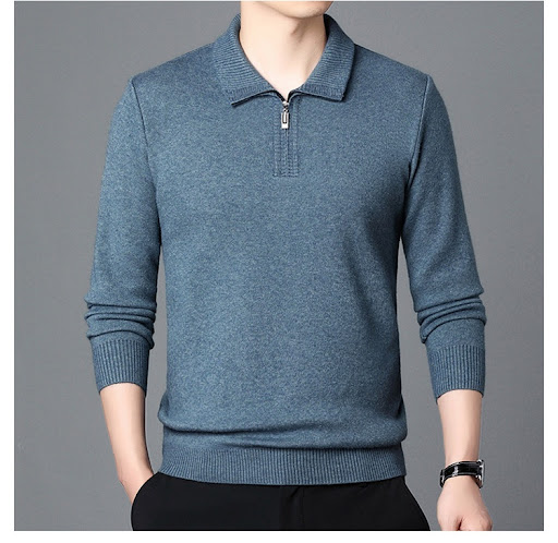 Title 16, Mens 100% Wool T-shirt Trendy Long Sleeve Lape...