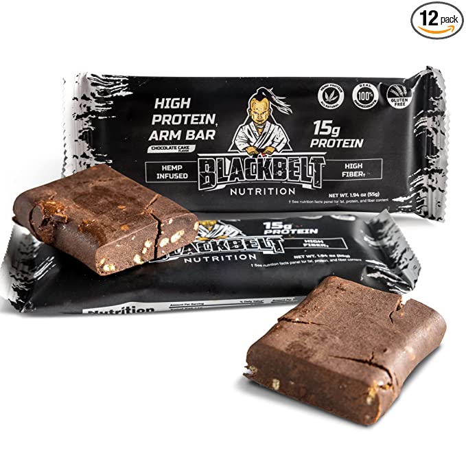 BlackBelt Nutrition Dark Chocolate Cake Whey Protein Bars - Pure Protein Bars w/ 100% Real Ingredients - Protein Snacks Blended w/ Super Greens - Gluten Free with No Artificial Sweeteners - (12 Count)