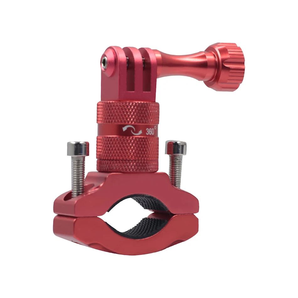 360 graden aluminium alloy fietsclip, stevige bevestiging en flexibele verstelling. Ideaal voor actieopnames en navigatie.