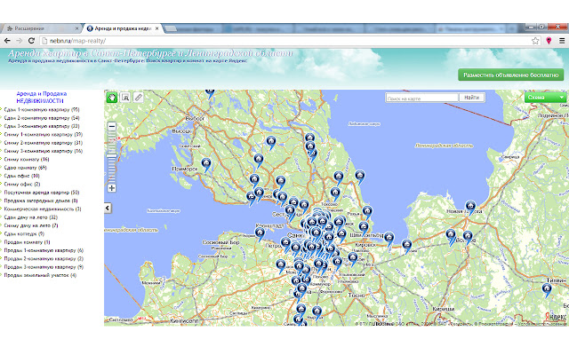 Недвижимость Петербурга на карте