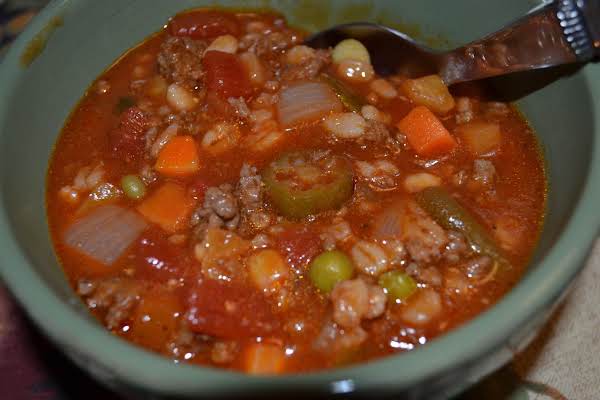 Hamburger Barley Vegetable Soup | Just A Pinch Recipes