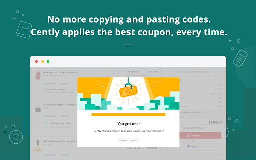 Cently: Automatic Coupons + Cashback for Free