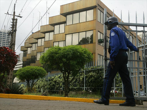 A security guard at the integrity center where National Housing corporation staff were grilled over the illegal allocation of public housing units to senior government officials./FILE