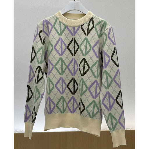Title 6, Color Diamond Check Sweater Female Geometric