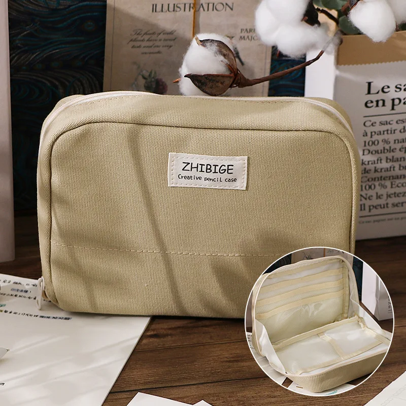 Estuche de papelería japonés estilo Ins para chicas, gran capacidad, perfecto para organizar tus bolígrafos, lápices y útiles escolares.