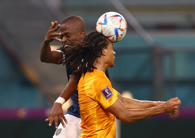 Ecuador's Enner Valencia in action with Netherlands' Nathan Ake.