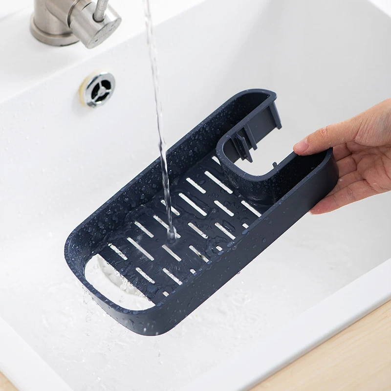 Mensola per lavello regolabile, porta sapone, spugna, scolapiatti, cestello portaoggetti e supporto rubinetto per bagno e cucina.
