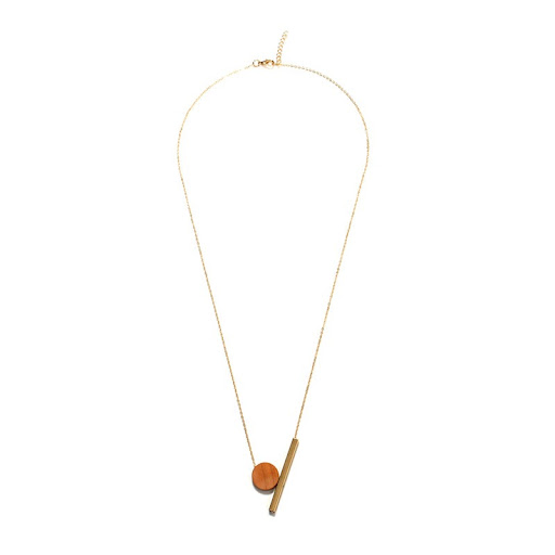 Title 4, Geometric round wood necklace