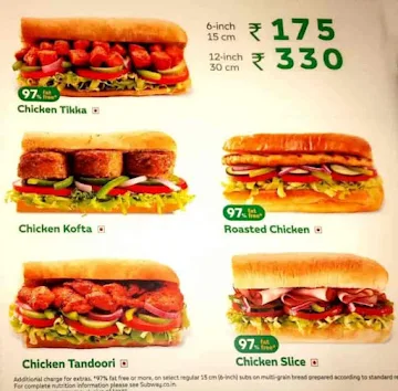 Subway menu 