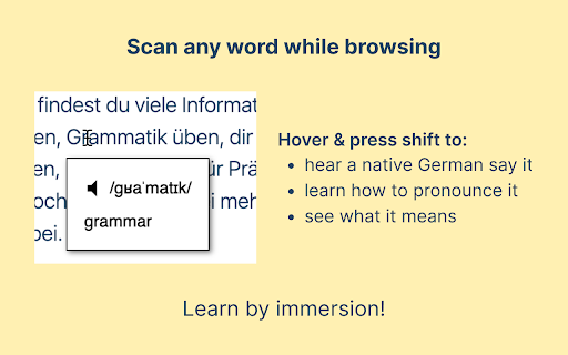 German Popup Dictionary