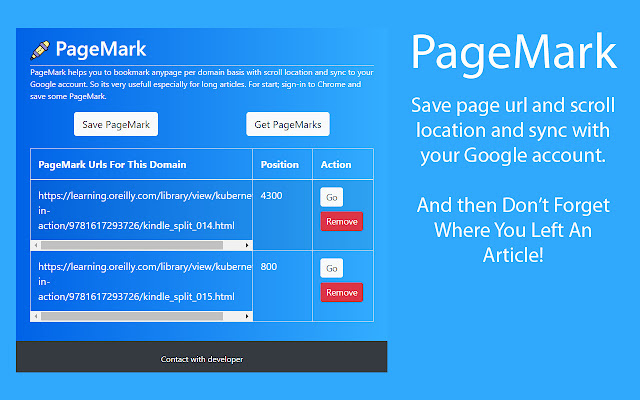 PageMark chrome extension