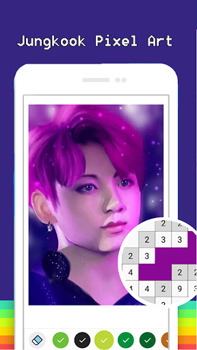 Jungkook Pixel Art Adult Color by Number KPOP Game