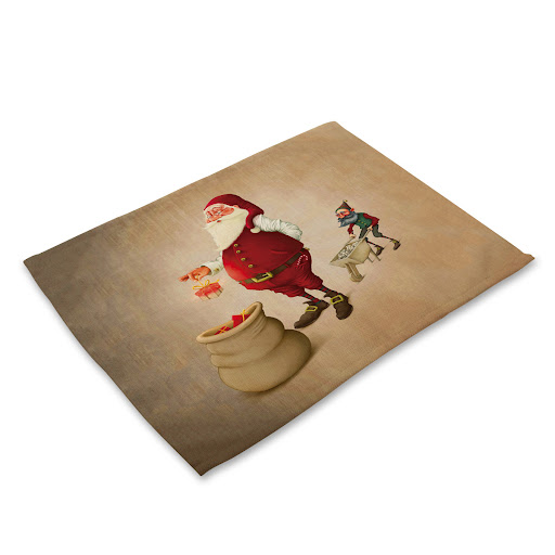 Title 4, Santa Claus printed cotton and linen placemat f...
