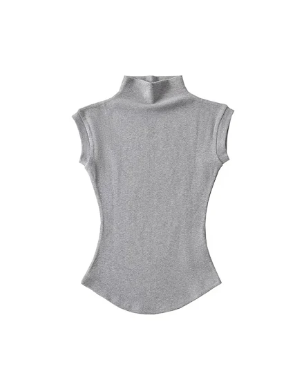 Women Summer Sexy Turtleneck Sleeveless T-Shirts Tops Sol... - 3