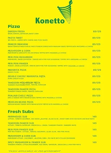 Konetto menu 